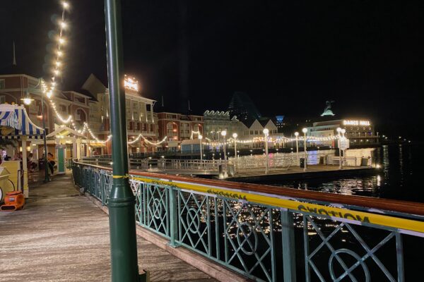 boardwalk area at night