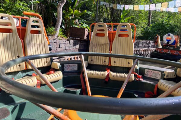 Seats inside a Kilimanjaro Safaris ride vehicle