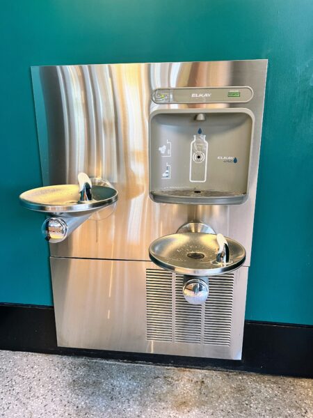 Elkay water fountain and bottle filler with digital display