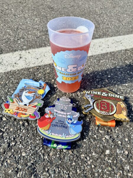 runDisney Wine & Dine Half Marathon medals and drink
