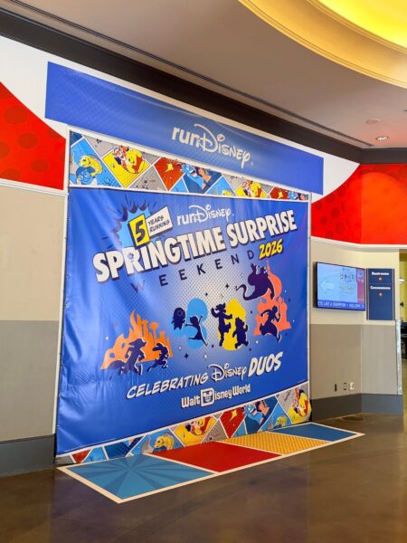 runDisney Springtime Surprise Weekend 2026 photo backdrop at the race expo